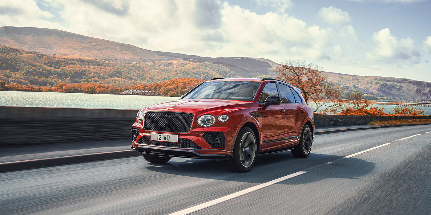 Bentley Mougins Bentley Bentayga S SUV in Candy Red paint front 34 dynamic