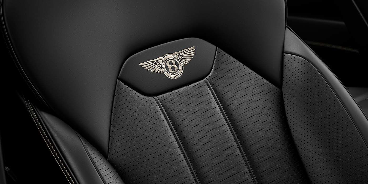 Bentley Mougins Bentley Bentayga EWB SUV Beluga black leather seat detail