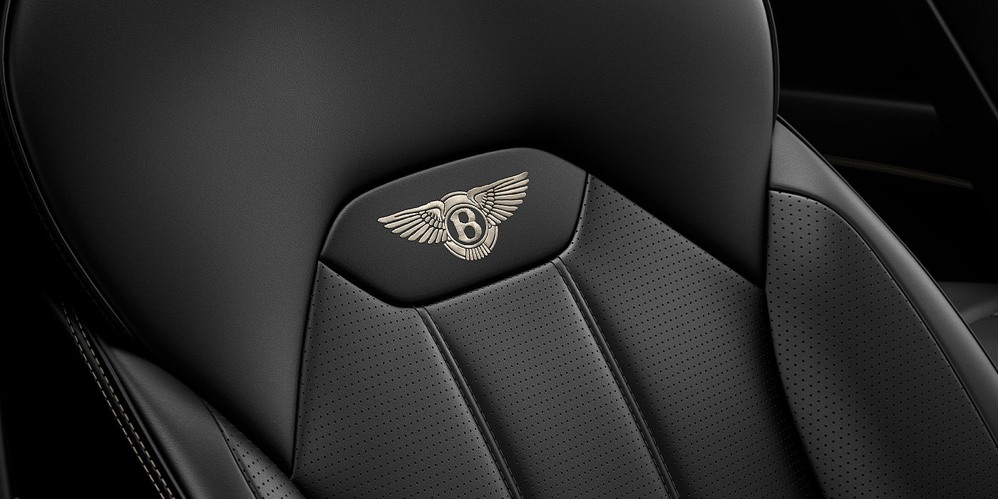 Bentley Mougins Bentley Bentayga SUV seat detail in Beluga black hide